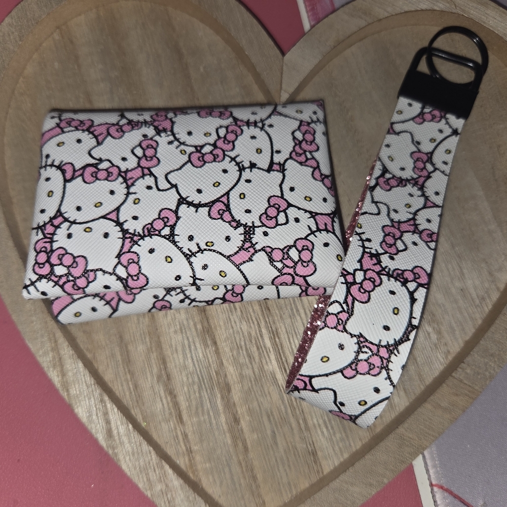 Hello Kitty Wallet and Keychain Set